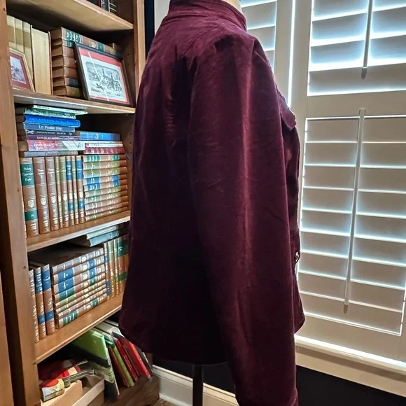 Chico's Rich Burgundy Utility Jacket with Gold Accents - Picture 4 of 10